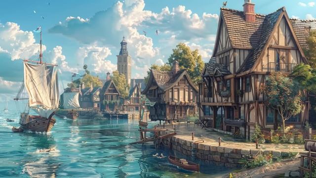 Расслабляющая средневековая музыка 🎻 Фэнтезийная гавань 🌊  Музыка для сна и концентрации 💤