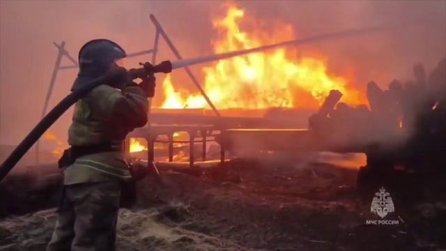25-04-2025 В Кургане сотрудники МЧС России ликвидировали пожар на пилораме