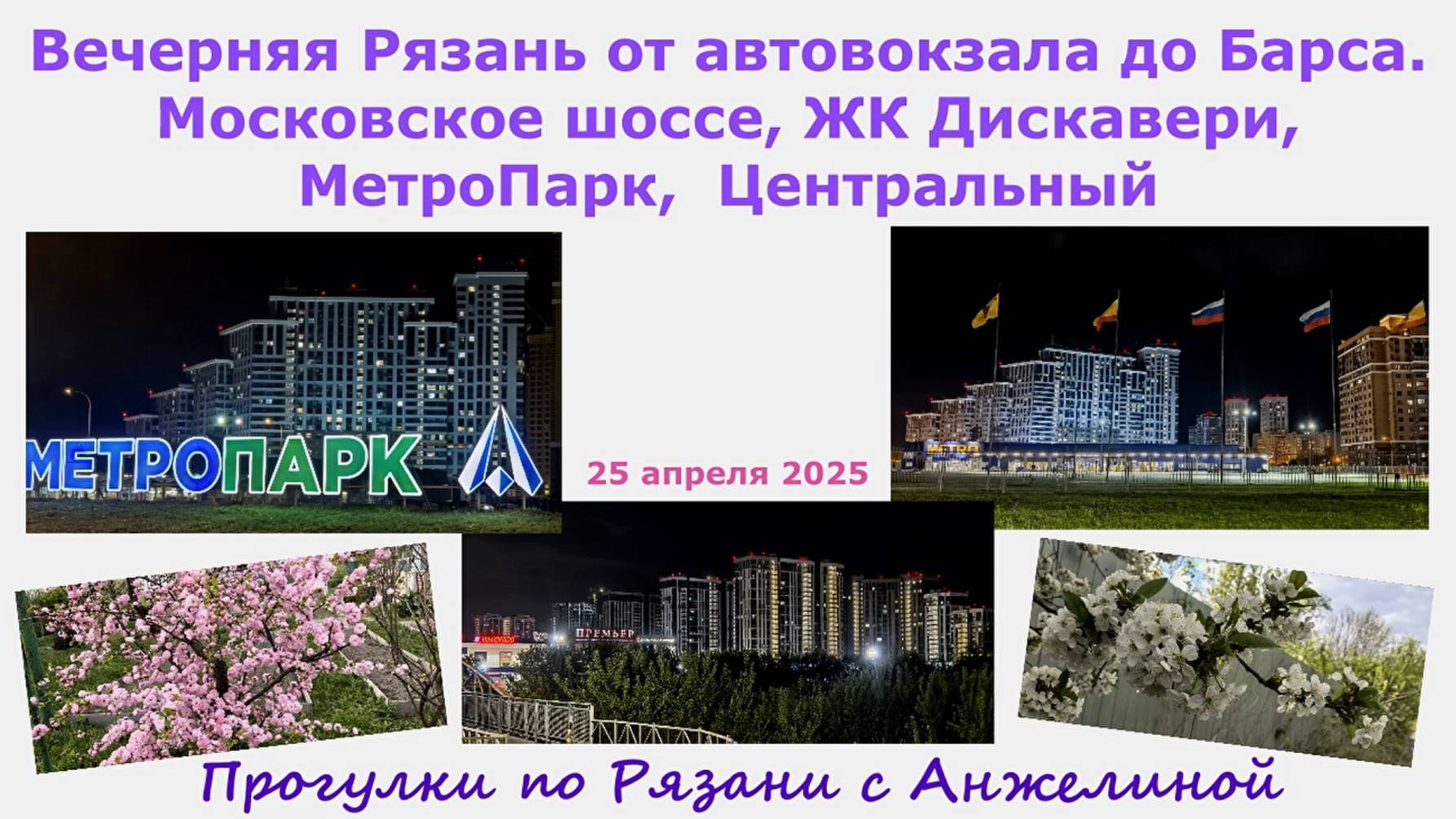 Вечерняя Рязань от автовокзала до Барса. Московское шоссе, ЖК Дискавери, Метро Парк, Центральный