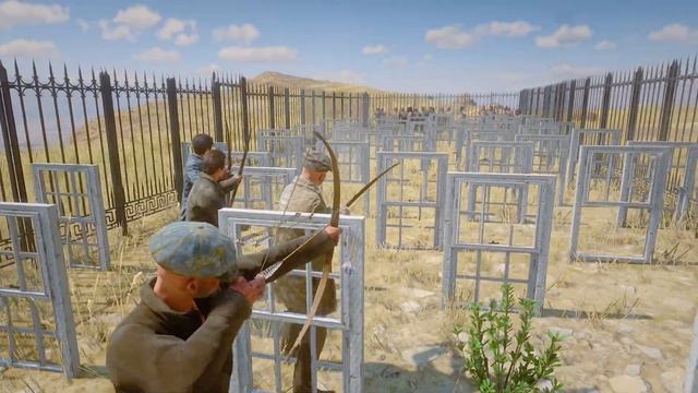 Поле битвы NPC состоящее из окон - Red Dead Redemption 2 Перестрелка NPC Битва ИИ