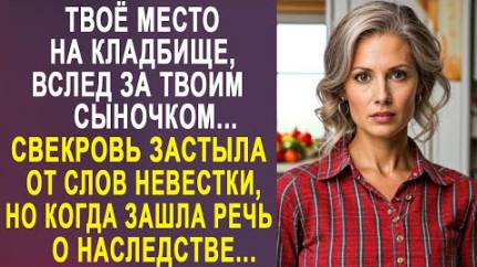 -Твоё место на кладбище, вслед за твои сыночком... Свекровь застыла от слов невестки, но когда речь