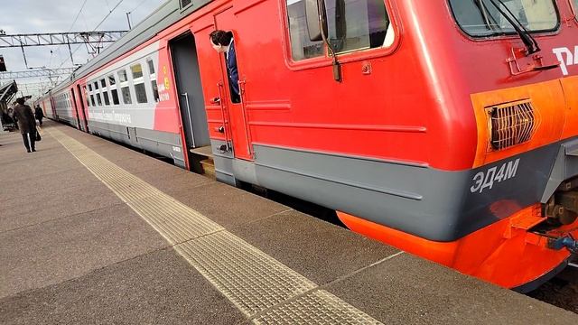Электропоезд ЭД4М-0031 Сообщением С.Петербуг-Красное Село Отправляется с платформы ЛенинскийПроспект