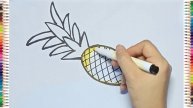 Draw a picture of a pineapple|ارسم صورة أناناس|파인애플 그림 그리기|Нарисуйте рисунок ананаса