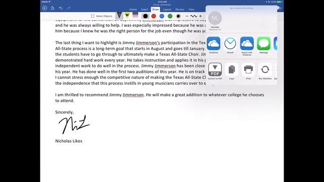 Sign Word Doc and Send PDF via Airmail