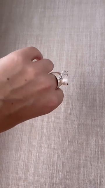 Кольцо с жемчугом и горным хрусталем.  Мой телеграмм https://t.me/Nelbijou
