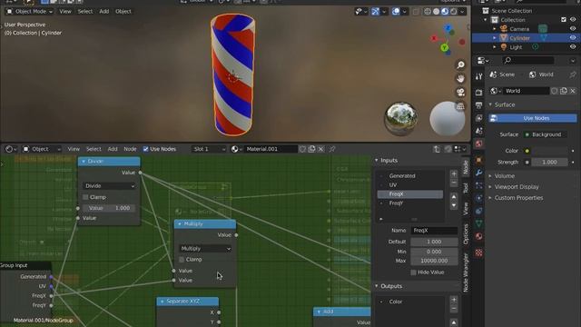 [Blender] Spiral helix pattern (barber's pole) made not that hard