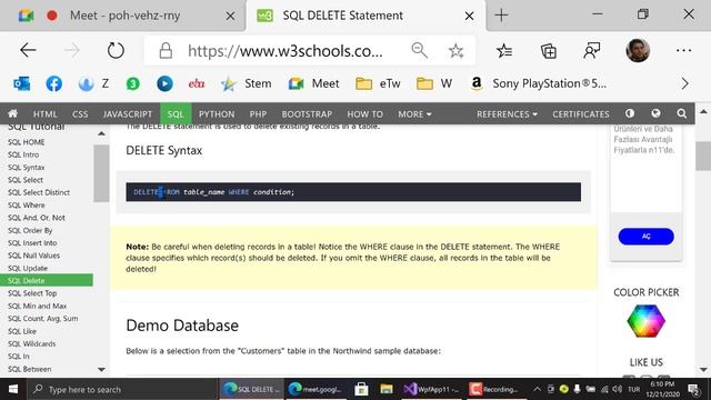 Bilişim - Veri tabanı Konu Anlatımı Ders 12 Update - Delete(SQL)