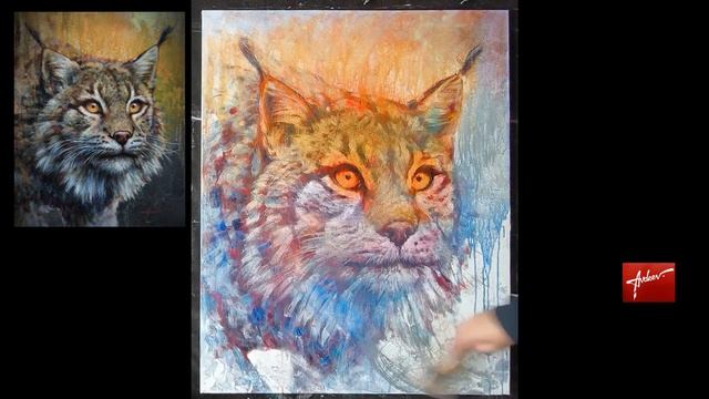 Интерьерная картина акриловыми красками "Рысь" / худож