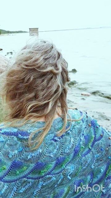 Авторское вязаное платье "Морской берег".