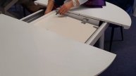 Стіл кухонний розкладний скло плюс МДФ білий сатин DAOSU
