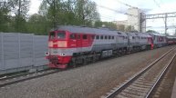 Новый ТЭП70БС-371 с ДП2Д-0001 под тягой 2М62У-0337 (ТЧЭ-36) перегоняется на ЭК ВНИИЖТ в Щербинку.