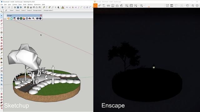 Full video Download, cài đặt và sử dụng Enscape kết xuất ảnh, video trong Sketchup
