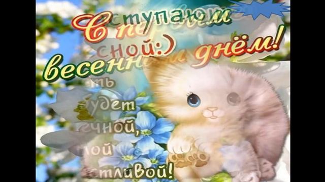 Поздравление с первым днем весны и Днём Кошек!