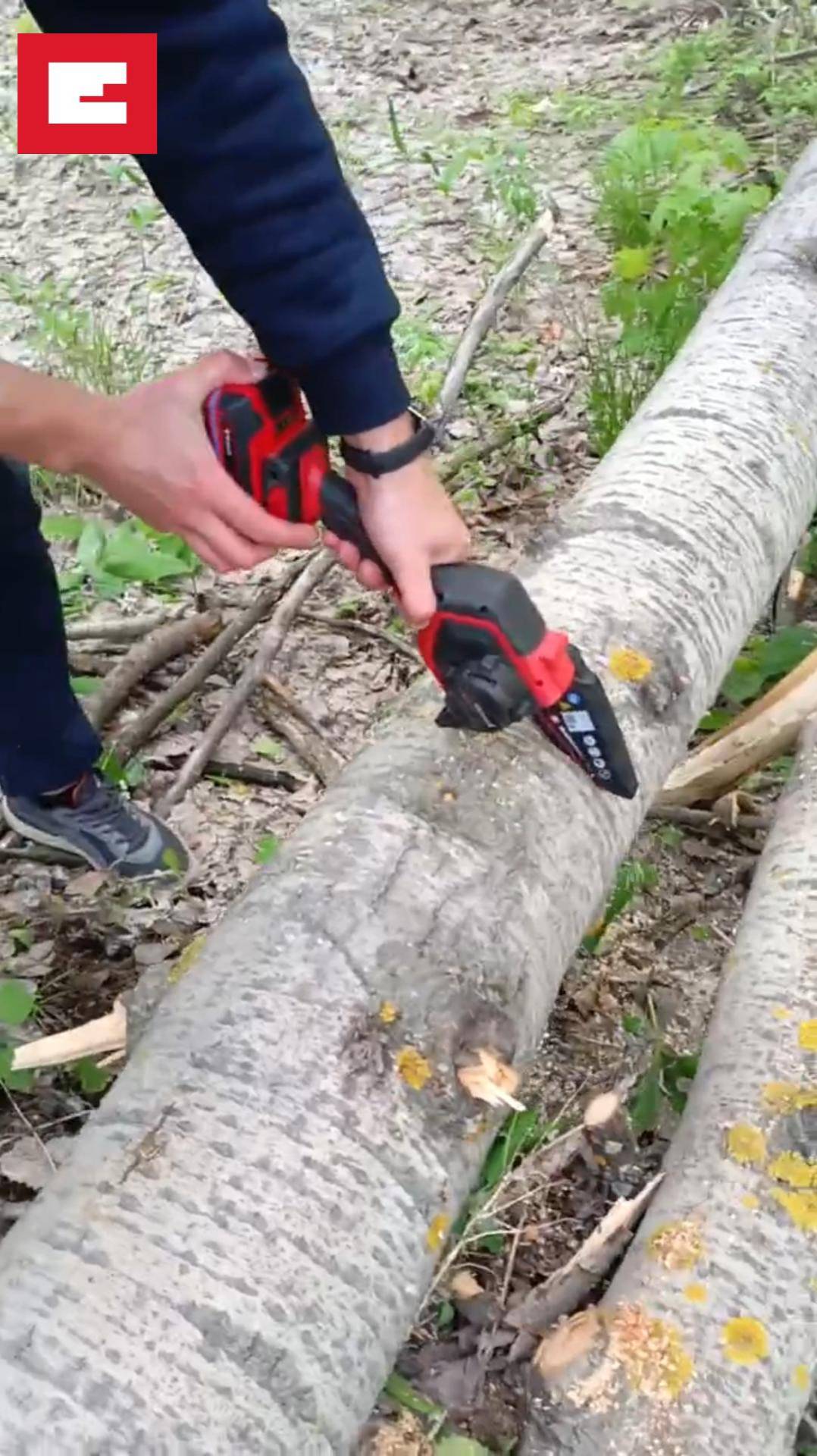 Einhell Не смогли спокойно проехать мимо этого бревна. Аккумуляторная цепная пила GE-PS 18/15 Li BL