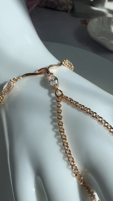 Слейв-браслет с фианитами-каплями (браслет "Жади"), Xuping Jewelry
