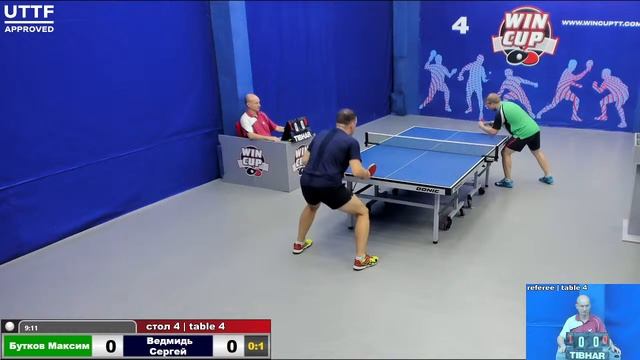 19:00 Бутков Максим 0-3 Ведмидь Сергей   стол 4 ЮГ-3 31.08.21