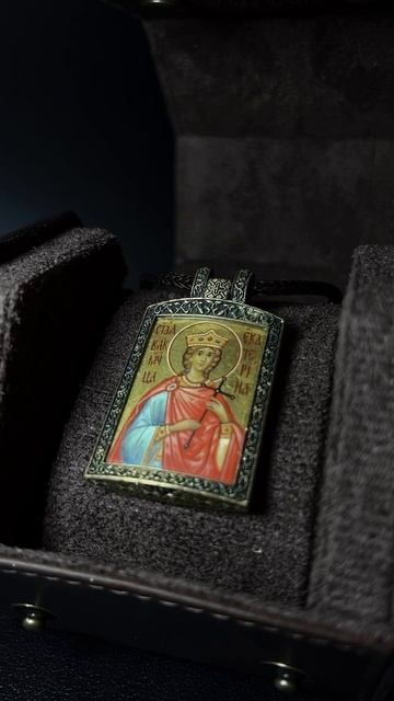 Святая Екатерина. Рукописная нательная икона мирница