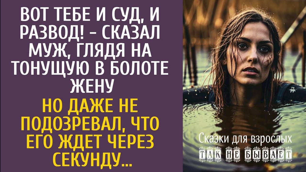 Вот тебе и суд, и развод! - сказал муж, глядя на тонущую в болоте жену… Но даже не подозревал…