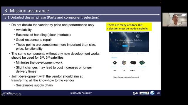 Lecture #23 CubeSat Mission Assurance (KiboCUBE Academy)