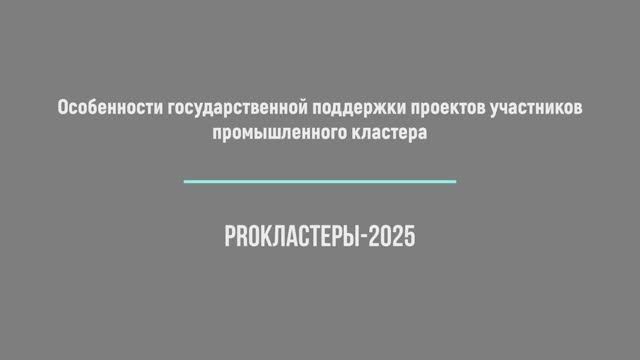 Особенности государственной поддержки проектов участников промышленного кластера