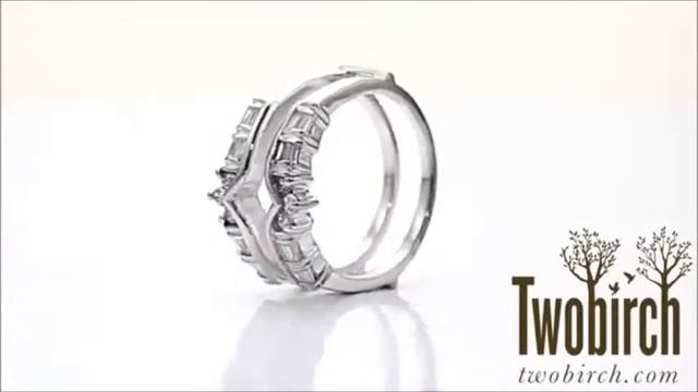0.7ct. Baguette and Round Bar Set Chevron Ring Guard - TwoBirch TB-GUARD-0027-WG-J