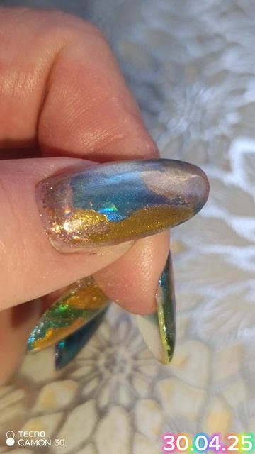 💅фольга + кошачий глаз