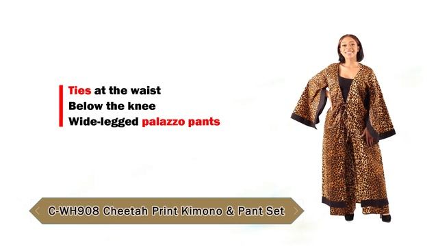 Cheetah Print Kimono & Pant Set