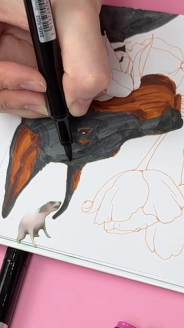 👀 Новый урок в творческом клубе Dari Art! Рисуем добермана маркерами 🫶 #клуб_dariart