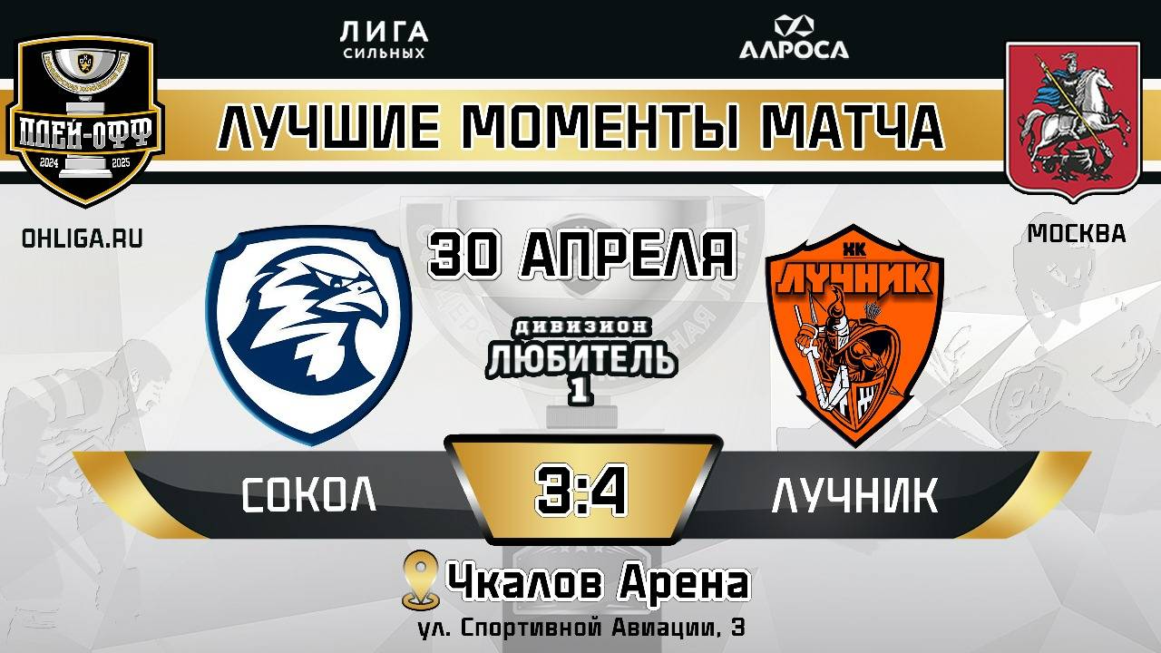 ОБЗОР / СОКОЛ - ЛУЧНИК / 30.04.25 / ОХЛ МОСКВА / ДИВИЗИОН ЛЮБИТЕЛЬ 1
