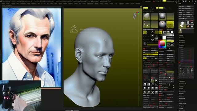 #zbrush, realtime 10min speed sculpting,3dconnexion,#spacemouse,wacom,cintiq24,cam view