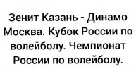 Зенит Казань - Динамо Москва. Кубок России по волейболу. Чемпионат России по волейболу.