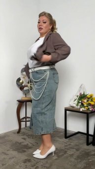 Юбка джинсовая с разрезом спереди серо-синяя