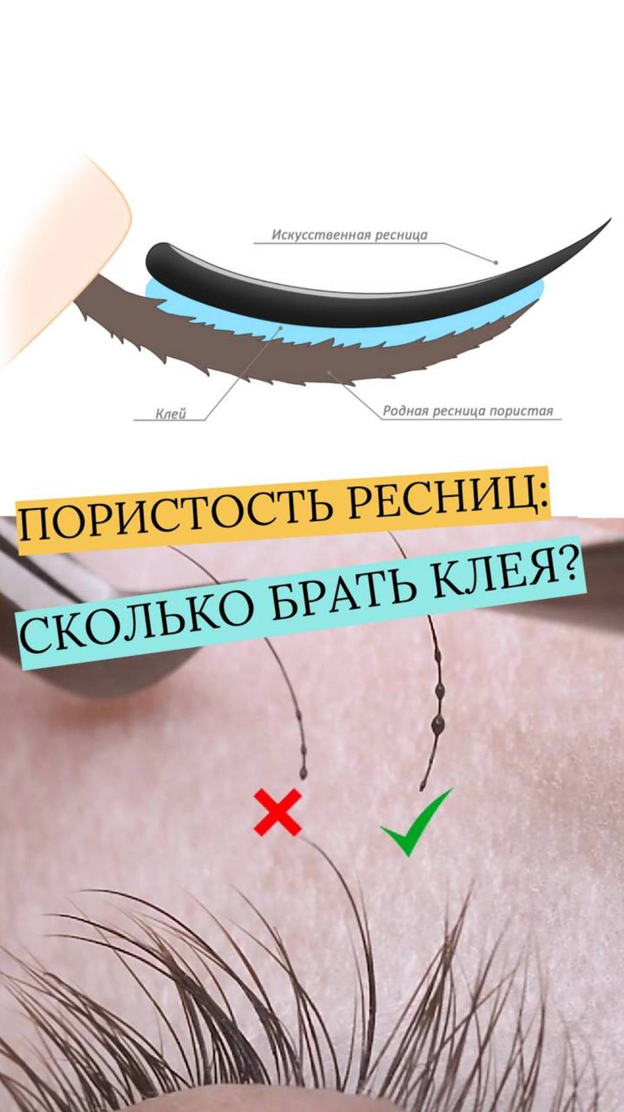 ПОРИСТОСТЬ РЕСНИЦ, СКОЛЬКО БРАТЬ КЛЕЯ❓