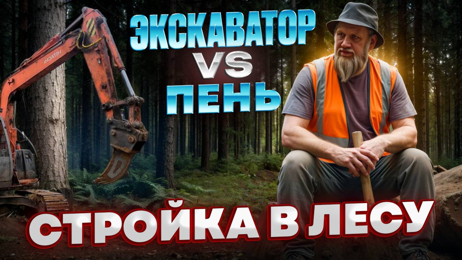 Первый этап стройки. Экскаватор в лесу — это красиво!