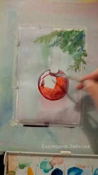 Новогодняя акварель. Елочный шар #Shorts