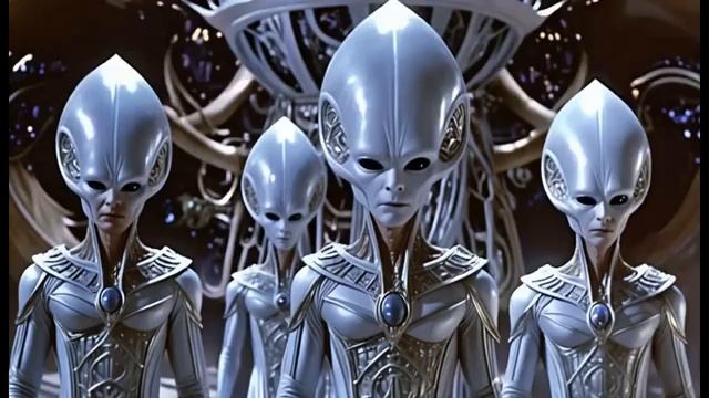 Silver - Skinned Alien Noble Assembly | AI-Generated Video 375