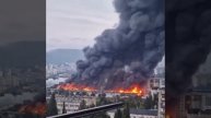 01-05-2025 Крупный пожар произошел в центре Тбилиси: горит привокзальный вещевой рынок.