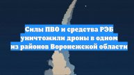Силы ПВО и средства РЭБ уничтожили дроны в одном из районов Воронежской области