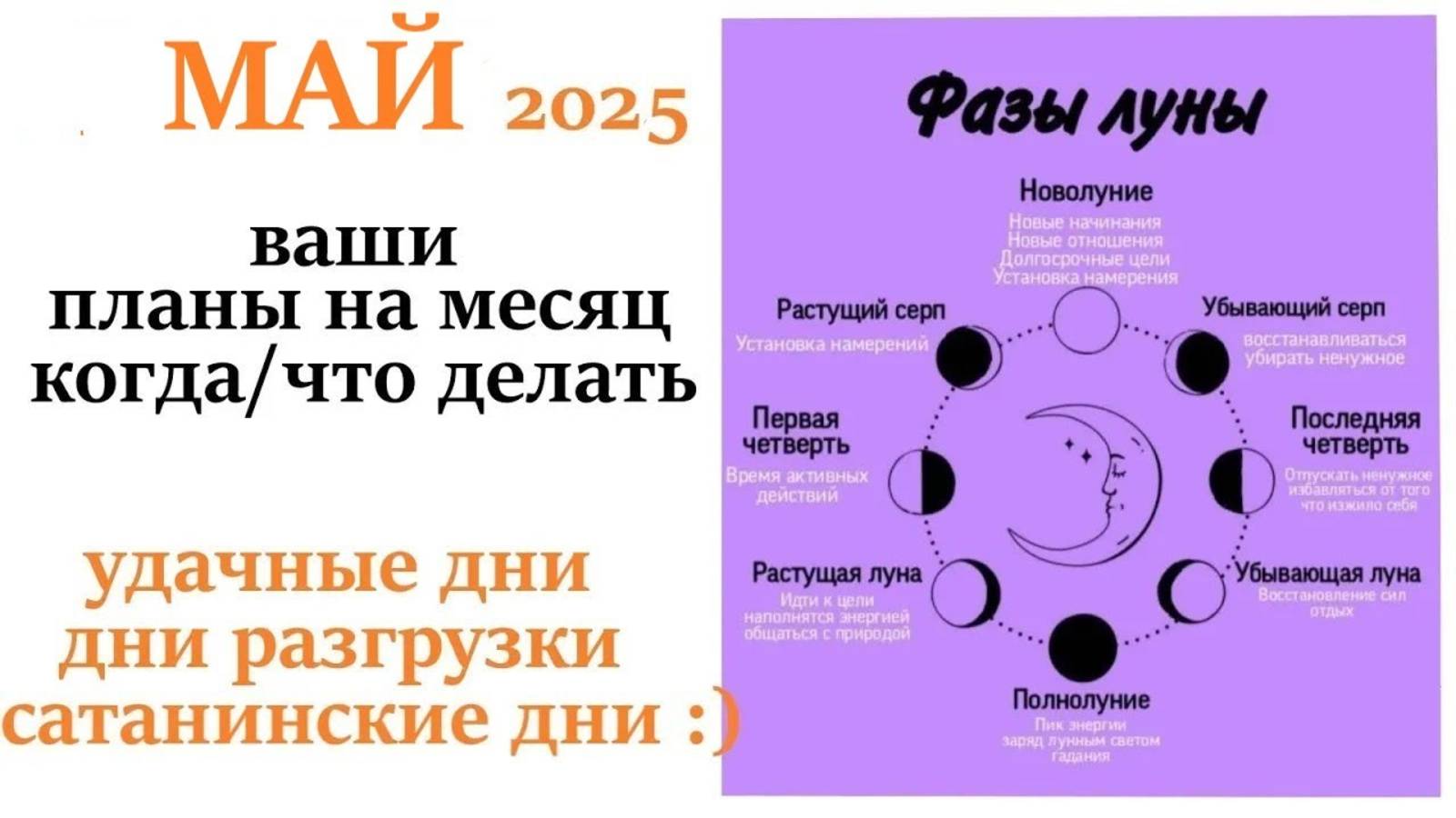 Лунный календарь МАЙ 2025🌛 как правильно планировать месяц😉 удачные и неудачные дни месяца!