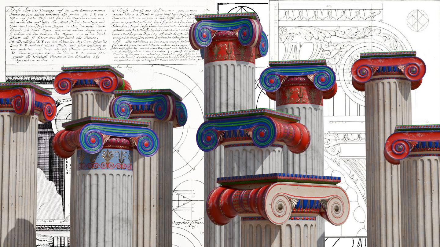 Колонна ионического ордера, низкополигональная модель для игр