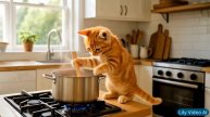 Kitten Takes Care of Sick Mama Cat, Does Chores, Cooks Healthy Soup For Mamma 🐾❤️