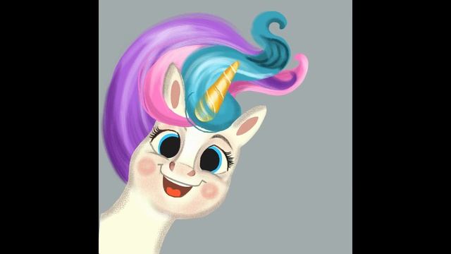 #1 Единорожковый марафон. Cartoon unicorn with flowers, speed drawing digital -Alinart