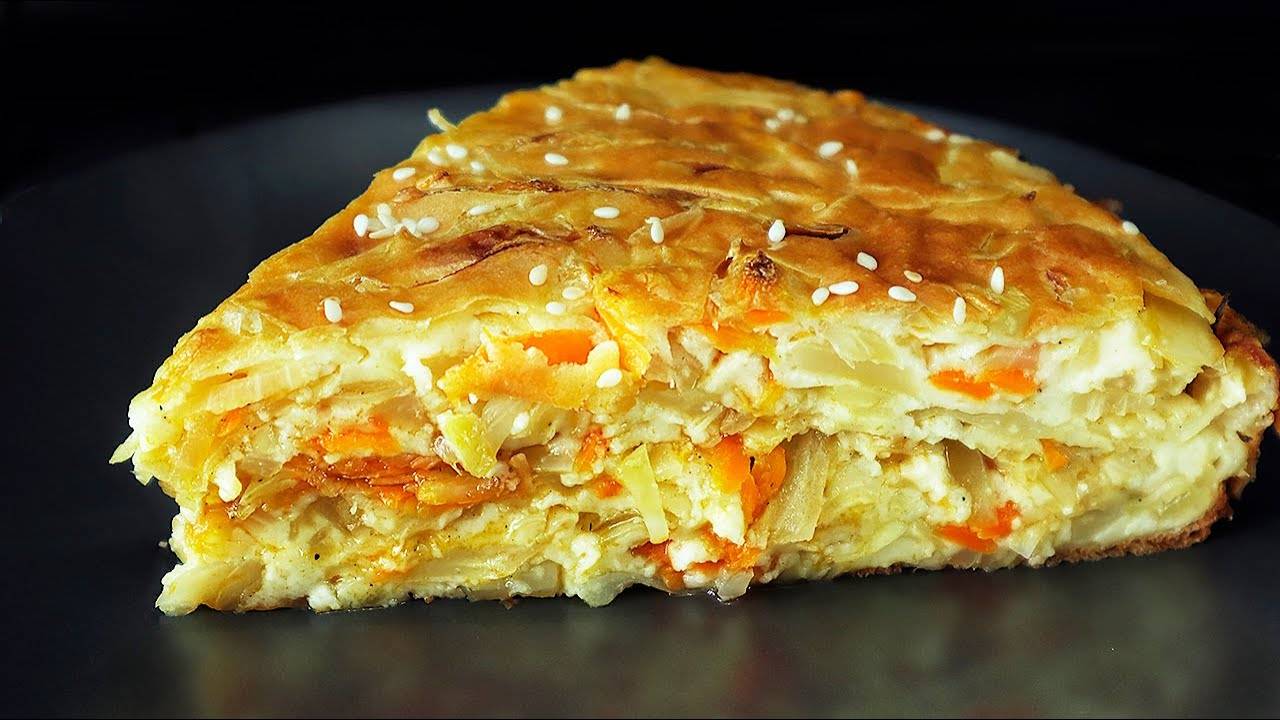 Самый вкусный капустный пирог — минимум теста, максимум начинки! Тает во рту! 🥬🥧