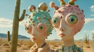 Cactus Headed Space Travelers | AI-Generated Scene Video 256