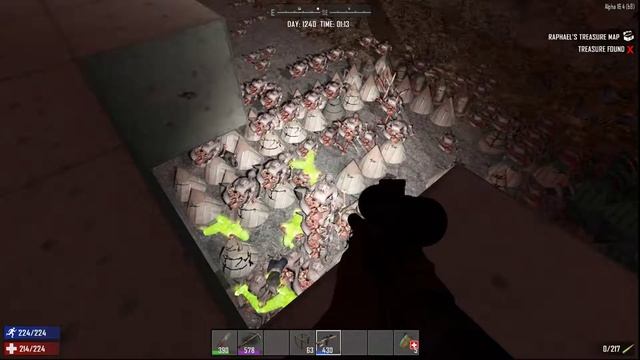 7 Days to Die (PvP Server) - День 1239й и 2,5 игрока против толпы зомби