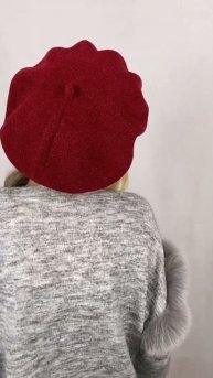 Берет "классический" двойной на осень-весну (Арт.407222YL 00622 БОРДОВИШНЯ)