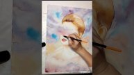 Рисую портрет акварелью на холсте для акварели. Draw a portrait in watercolor -speed drawing.
