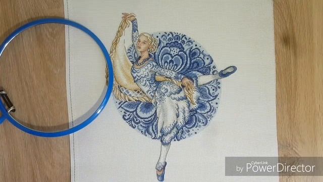 УРА!!! ГОТОВА моя ДАМОЧКА!_Русские традиции. Гжель от МП Студии_готовая работа_вышивка крестом