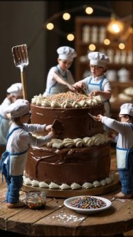Маленькие повара готовят торт