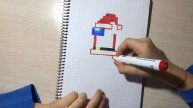 Малюнки по клітинках (pixel). Impostor в одязі Санта-Клауса. Among Us #drawing